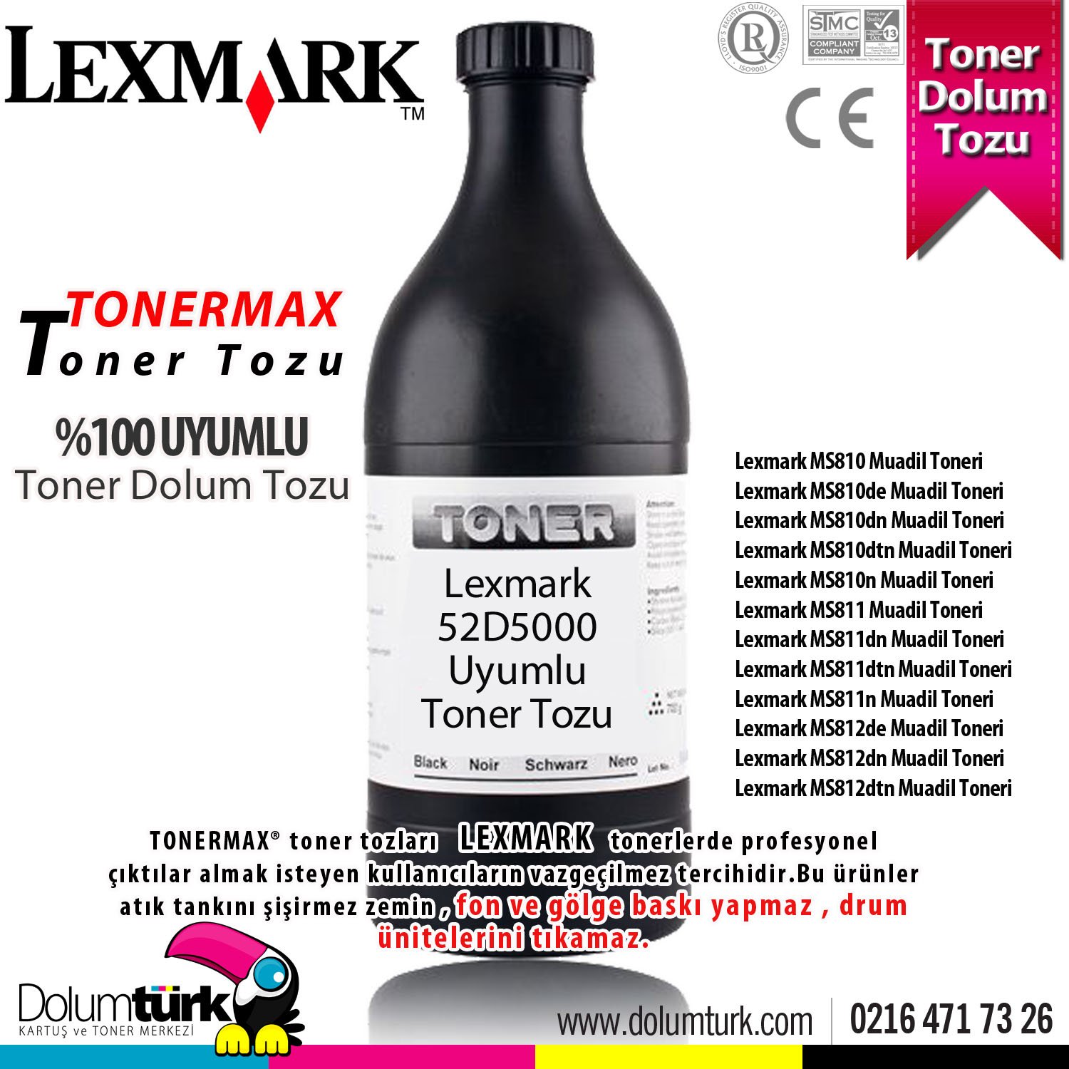 Lexmark 525 / 52D5000 / MS810 / MS811 / MS812 Toner Tozu 175GR.