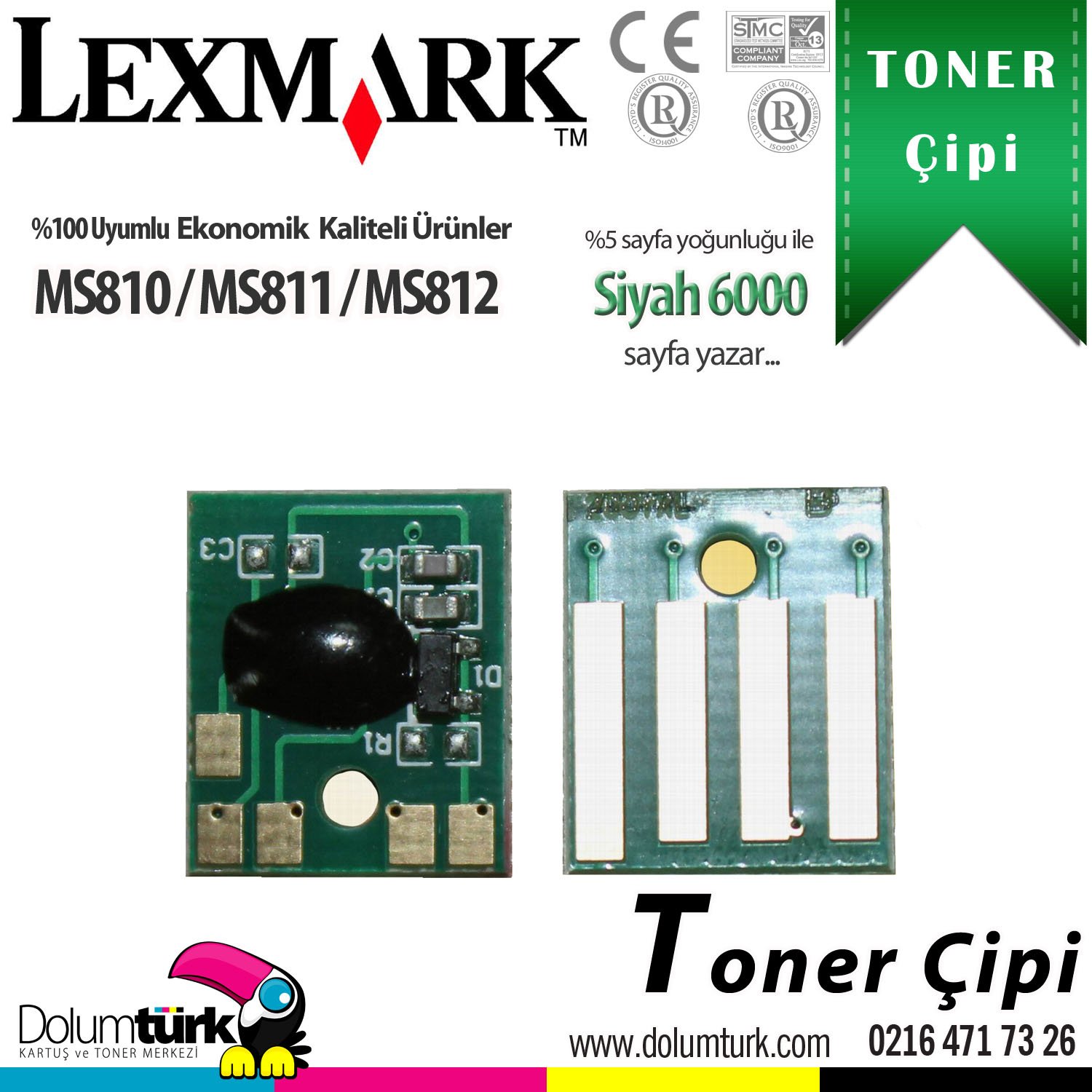Lexmark 525 / 52D5000 / MS810 / MS811 / MS812 Toner Çipi