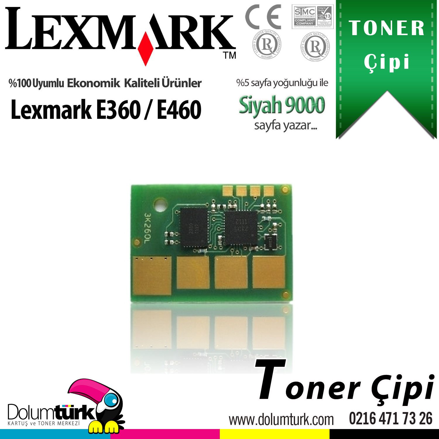 Lexmark E360H11E / E360 / E460 / E462 / E360DN / E360D / E460dn / E460dw / E462dtn Toner Çipi 9K
