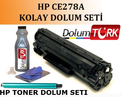 HP CE278A Toner Dolum Seti  + Drum ( 5 DOLUMLUK ) LaserJet P1566 , P1606  Toner Dolum Seti