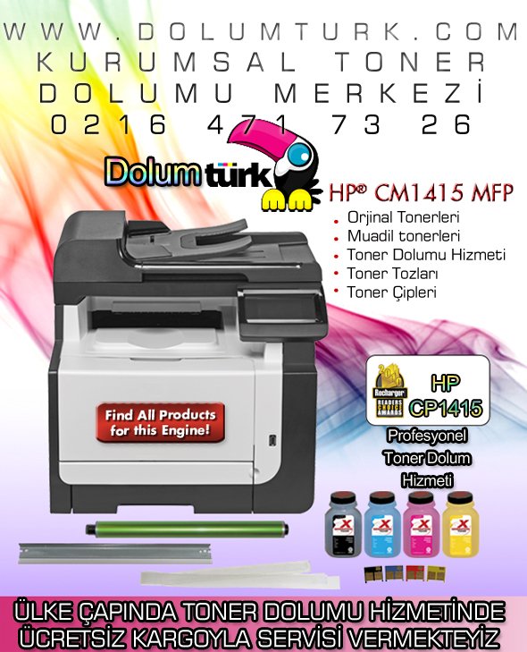 HP CE320A Siyah Toner Dolumu (CE-320A) , Hp CM1415NW Toner Dolumu , Hp CP1525NW Toner Dolumu