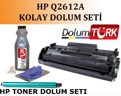 HP Q2612A Toner Dolum Seti  + Drum ( 5 DOLUMLUK ) Hp 1010/1012/1015/ 1018/1020/1022 / m1319  Toner Dolum Seti