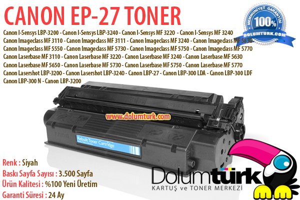 Muadil CANON EP-27 Toner Fiyatı , Kampanyalı ürün , LBP 3200 Serisi 3500 Sayfa Sıfır Ürün