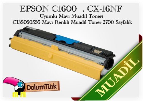 EPSON C1600  , CX-16NF Mavi Muadil Toneri , C13S050556 Mavi Renkli Muadil Toner 2700 Sayfalık
