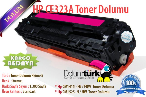 HP CE323A Toner Dolumu (CE-323A)  , Hp CM1415NW Toner Dolumu , Hp CP1525NW Toner Dolumu
