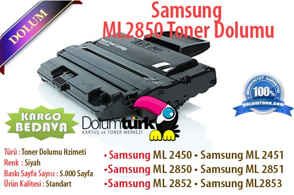 SAMSUNG ML-2850 Toner Dolumu - Samsung ML-2850 Toner Dolumu/ ML-2851 Toner Dolumu ( Çipsiz Dolum )