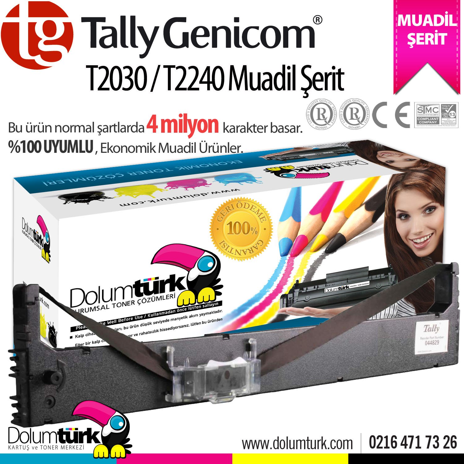 Tally T2030 Uyumlu Muadil Şerit ,Tally T2240 Uyumlu Muadil Şerit ,