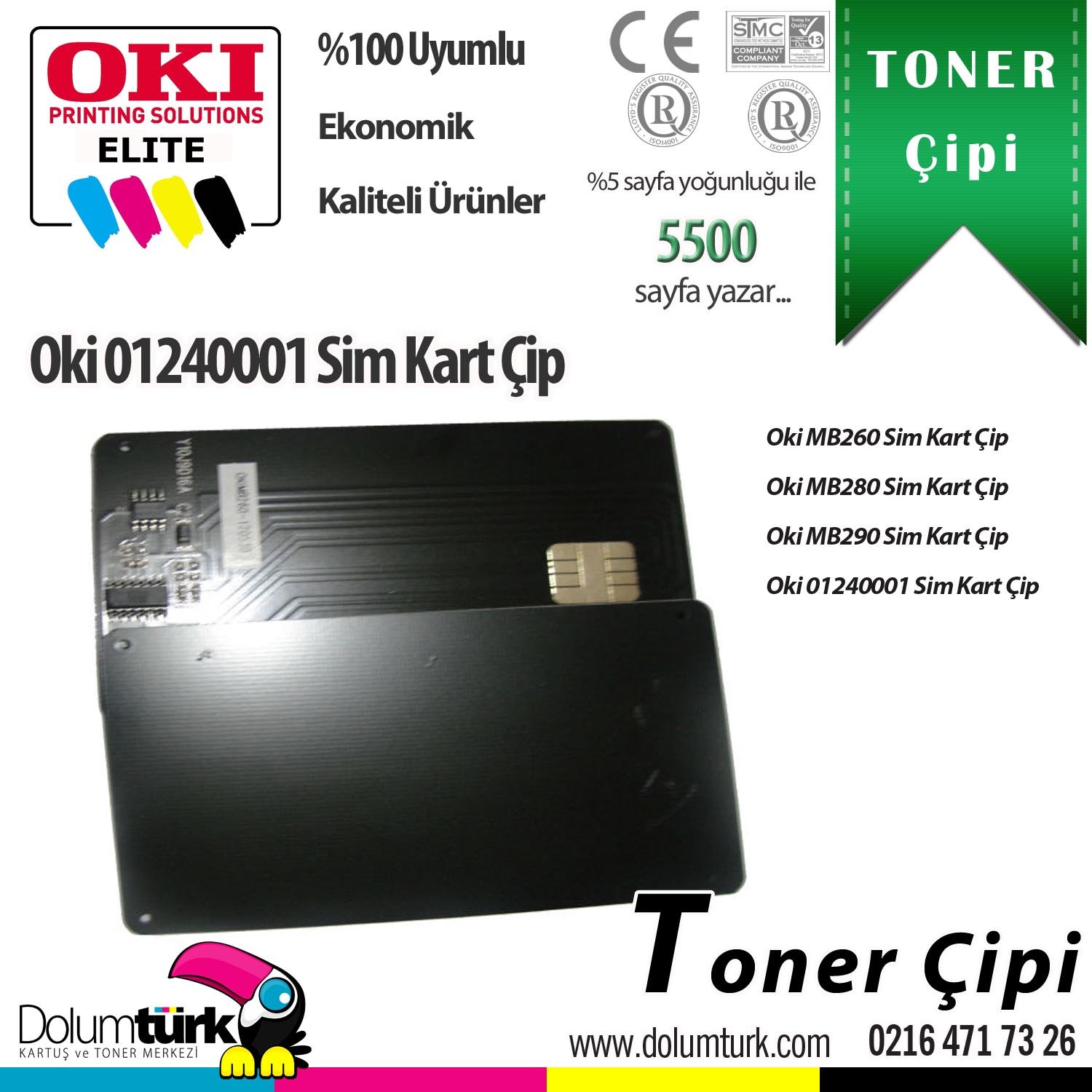 Oki MB260 Sim Kart Çipi, Oki MB280 Sim Kart Çipi, Oki MB290 Sim Kart Çipi, Oki 01240001 Sim Kart Çipi,