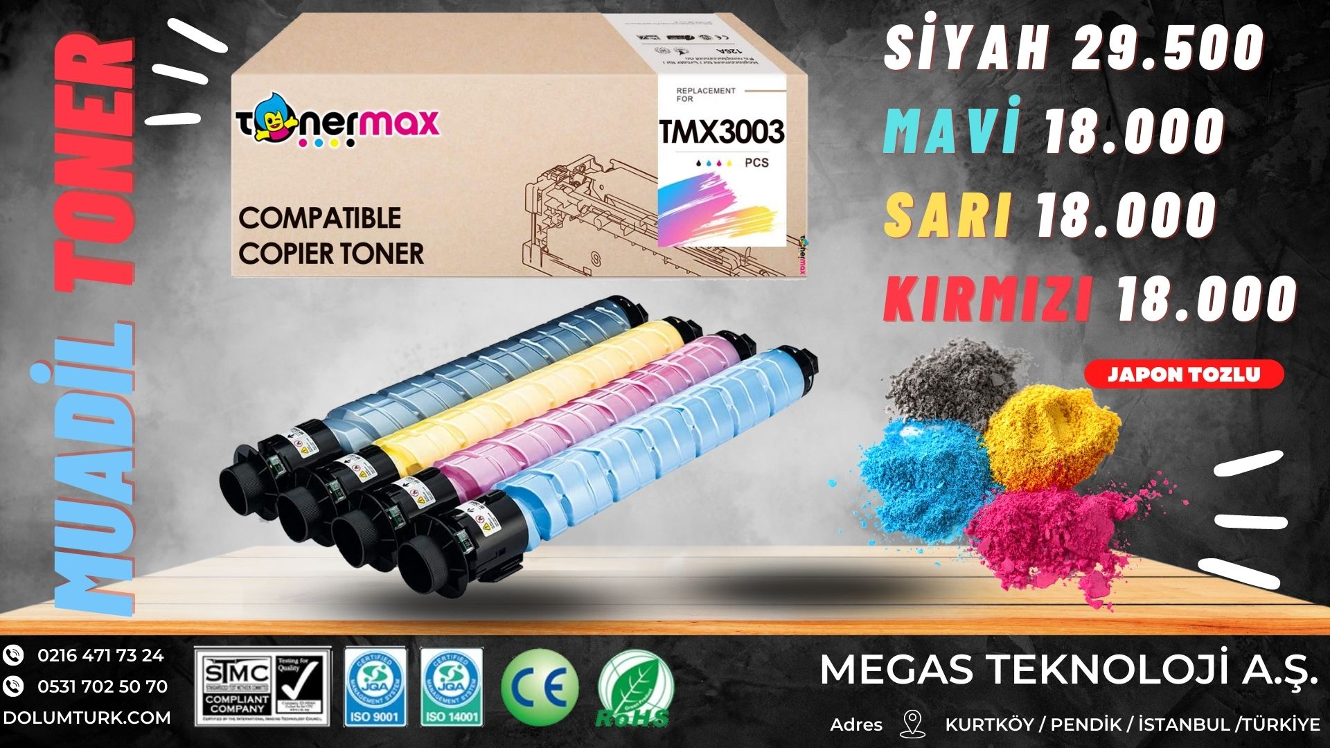 Tonermax MPC3003 Muadil toner