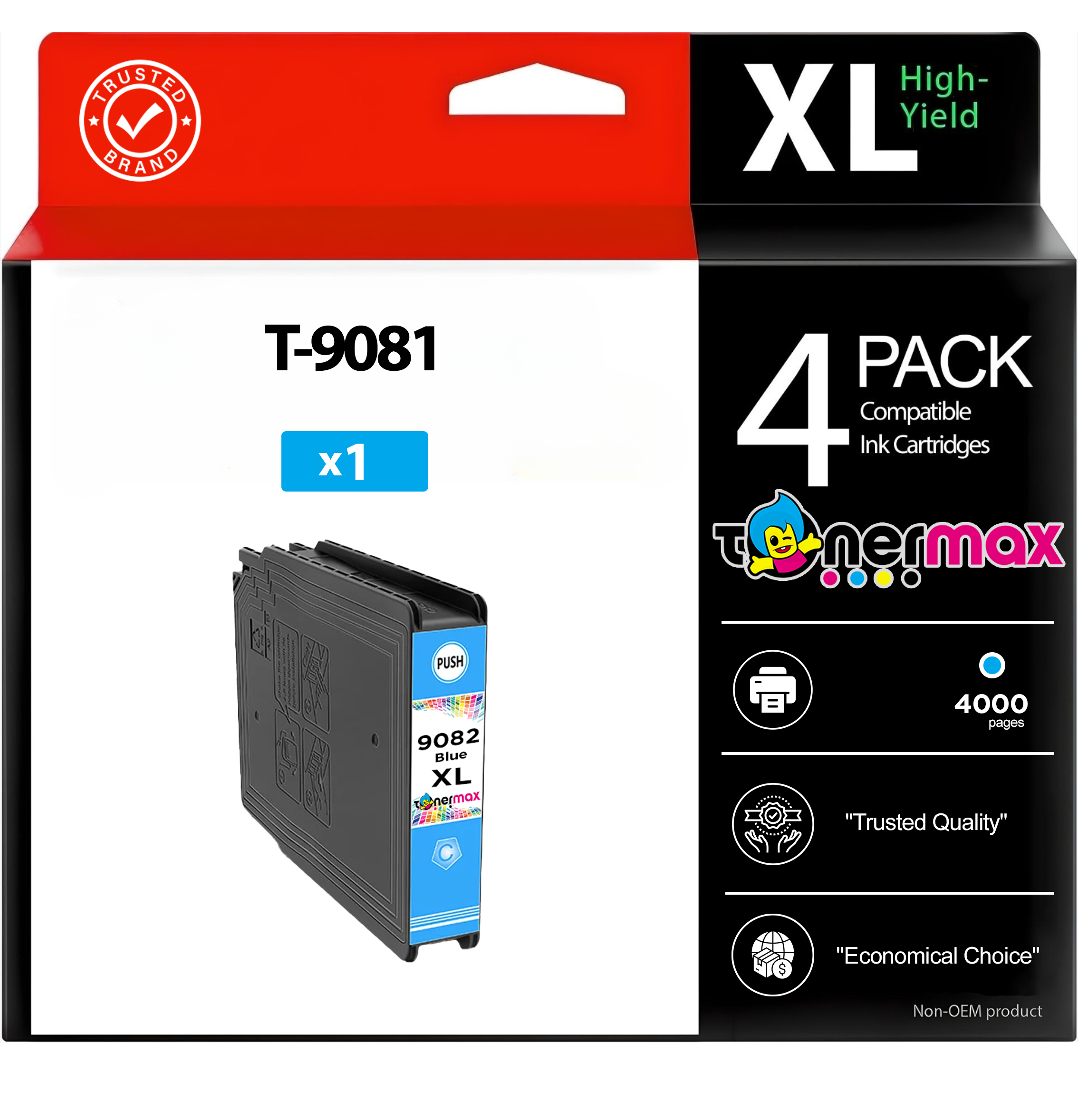 Tonermax T-9081 Mavi Muadil Toner - Ön Görünüm