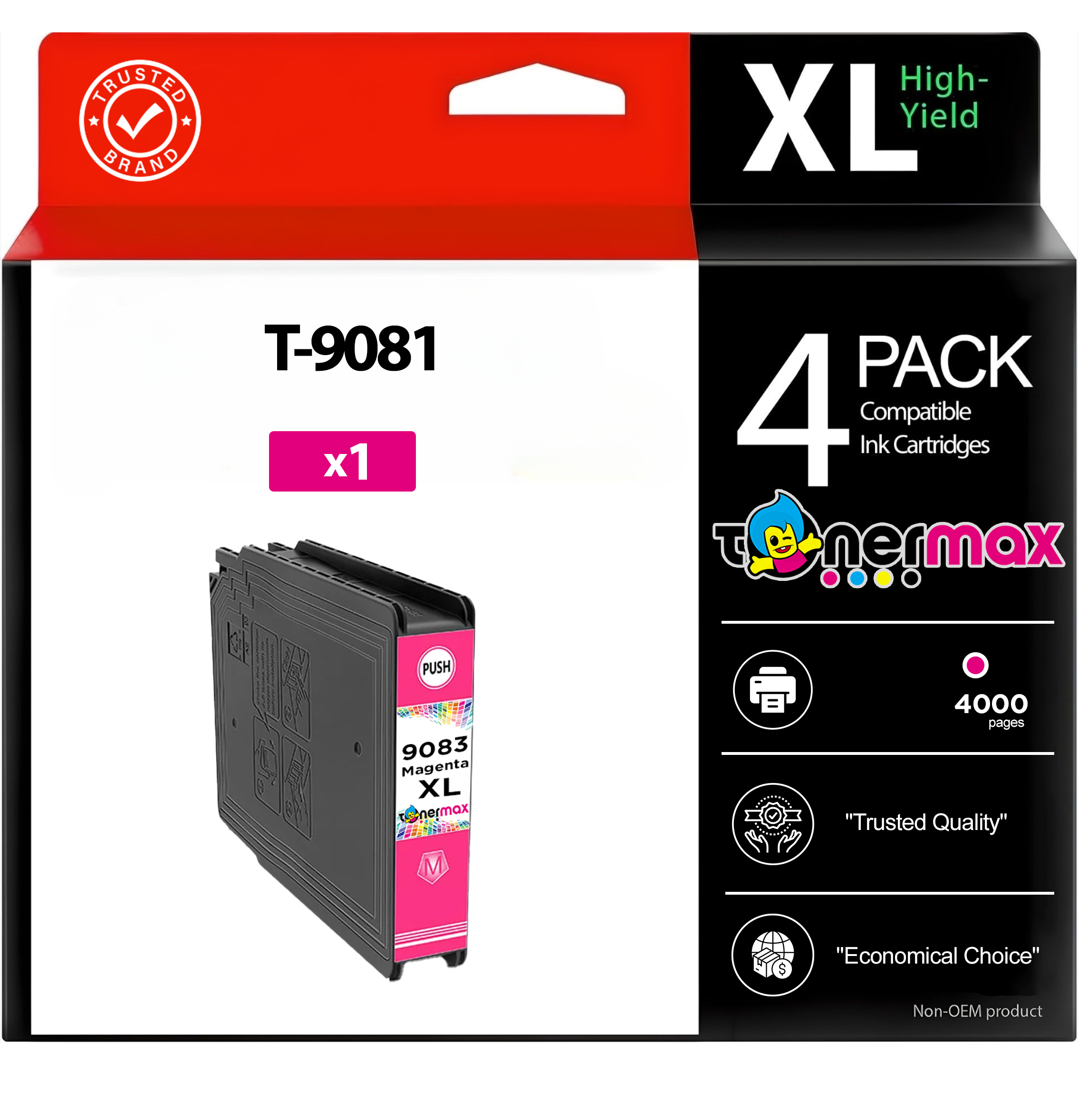 Tonermax T-9081 Kırmızı Muadil Toner - Ön Görünüm