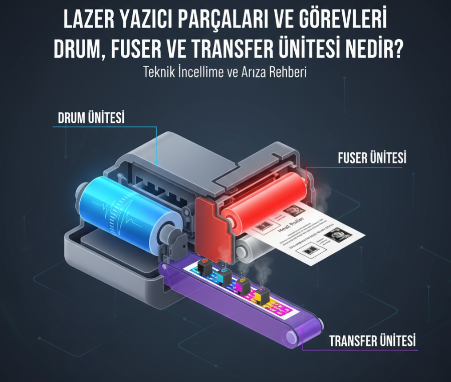 Lazer Yazıcı Parçaları ve Görevleri: Drum, Fuser ve Transfer Ünitesi Nedir?