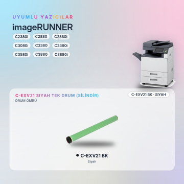 Canon C-EXV21 Siyah Tek Drum Silindiri / IR-C2380i / C2880 / C2880i / C3080i / C3380 / C3380i / C3580i / C3880 / C3880i
