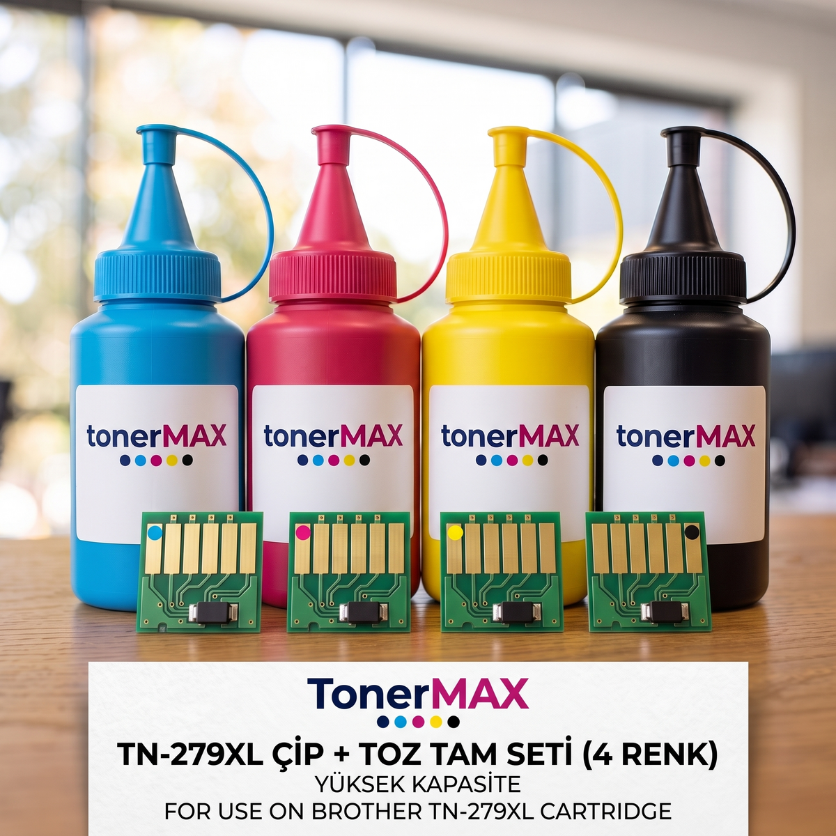 Brother TN-279XL Çip + Toz Tam Set (4 Renk) / DCP-L3520CDW / L3560CDW / HL-L3220CW / L3240CDW / L3280CDW / MFC-L3720CDW / L3760CDW / L3755CDW / L3780CDW / L8390CDW