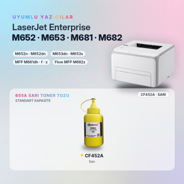 Hp 655A CF452A Toner Tozu Sarı 290GR / Color LaserJet Enterprise M652 / M653 / MFP M681 / M682