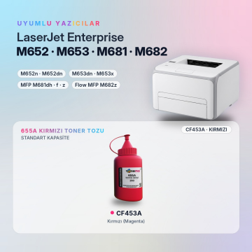 Hp 655A CF453A Toner Tozu Kırmızı 290GR / Color LaserJet Enterprise M652 / M653 / MFP M681 / M682