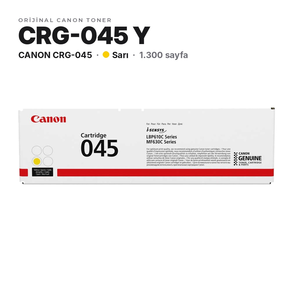 Canon CRG-045 Y Sarı orijinal toner