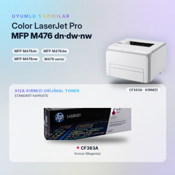 HP 312A / CF383A / Color LaserJet Pro MFP M476dn / M476dw / M476nw Kırmızı Orjinal Toner