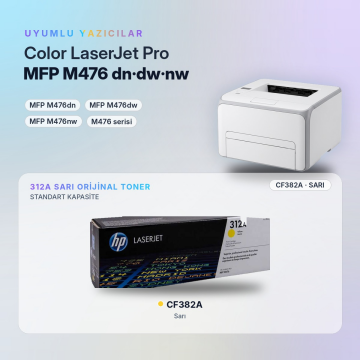 HP 312A / CF382A / Color LaserJet Pro MFP M476dn / M476dw / M476nw Sarı Orjinal Toner
