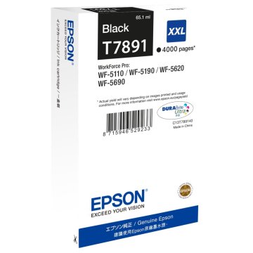 Epson 78XXL / T7891 /Workforce Pro WF-/WF-5190DW /WF-5620DWF /WF-5690DWF Siyah Orjinal Kartuş