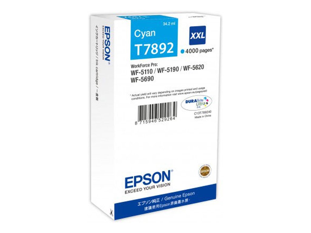 Epson 78XXL / T7892 /Workforce Pro WF-/WF-5190DW /WF-5620DWF /WF-5690DWF Mavi Orjinal Kartuş