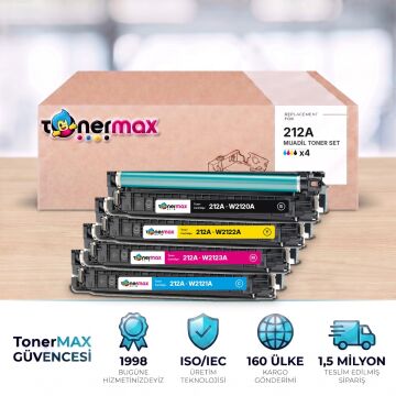 Hp 212A CMYK Muadil Toner Seti - Çipli / Color LaserJet Enterprise M554 / M555 / MFP M578 / W2120A / W2121A / W2122A / W2123A