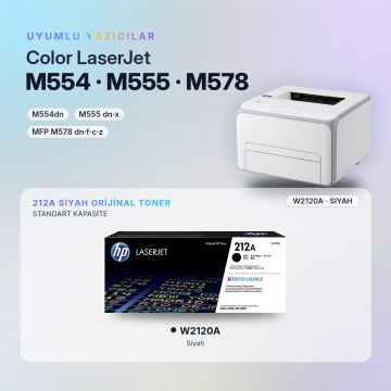 Hp 212A W2120A / Color LaserJet Enterprise M554 / M555 / MFP M578 Siyah Orjinal Toner