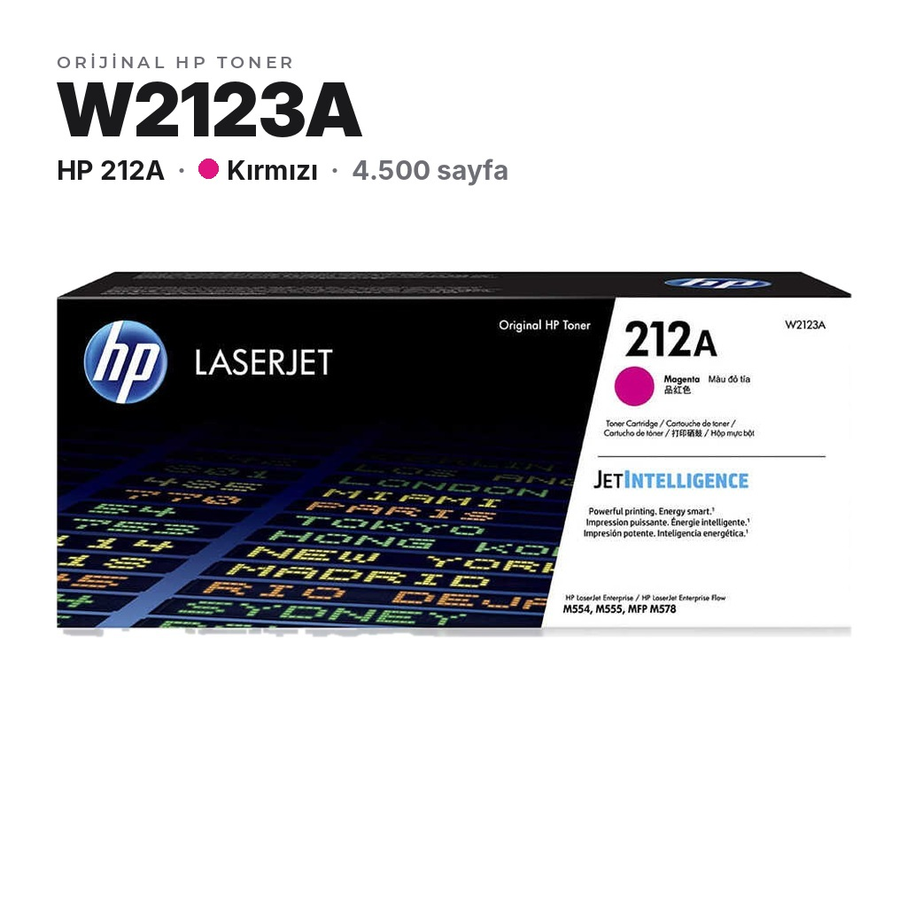 HP 212A W2123A Kırmızı orijinal toner