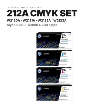 Hp 212A Orjinal Toner Set Avantaj Paket / Color LaserJet Enterprise M554 / M555 / MFP M578 / W2120A / W2121A / W2122A / W2123A