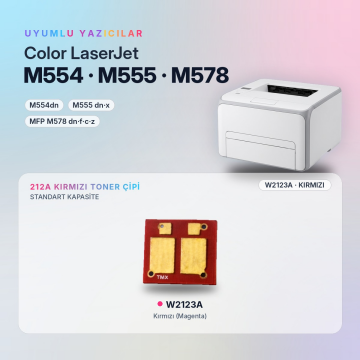 Hp 212A W2123A / Color LaserJet Enterprise M554 / M555 / MFP M578 Kırmızı Çip