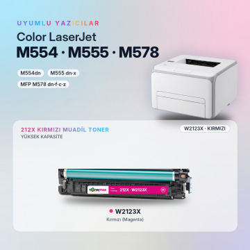 Hp 212X W2123X Kırmızı Muadil Toner - Çipli / Color LaserJet Enterprise M554 / M555 / MFP M578