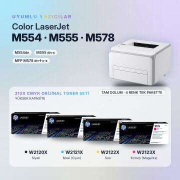 Hp 212X Orjinal Toner Set Avantaj Paket / Color LaserJet Enterprise M554 / M555 / MFP M578 / W2120X / W2121X / W2122X / W2123X