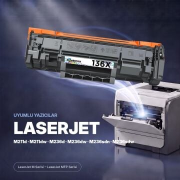 Hp 136X-W1360X Muadil Toner - Çipli/ M211 / M236 Yüksek Kapasite - A Plus