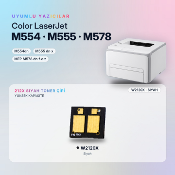 Hp 212X W2120X / Color LaserJet Enterprise M554 / M555 / MFP M578 Siyah Çip