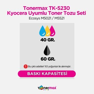 Kyocera TK-5230 Set CMYK Toner Tozu/ Ecosys M5021 / M5521