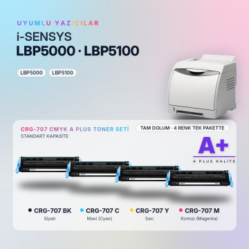 Canon CRG-707 CMYK Muadil Toner Seti A Plus / LBP5000 / LBP5100