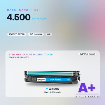 Hp 212A W2121A Mavi Muadil Toner A Plus / Color LaserJet Enterprise M554 / M555 / MFP M578