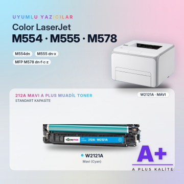 Hp 212A W2121A Mavi Muadil Toner A Plus / Color LaserJet Enterprise M554 / M555 / MFP M578