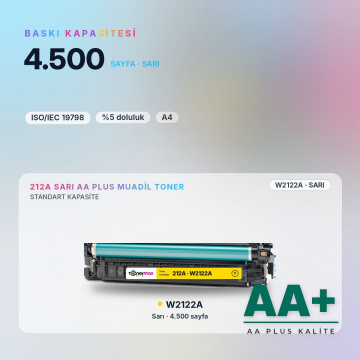 Hp 212A W2122A Sarı Muadil Toner AA Plus / Color LaserJet Enterprise M554 / M555 / MFP M578