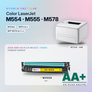 Hp 212A W2122A Sarı Muadil Toner AA Plus / Color LaserJet Enterprise M554 / M555 / MFP M578