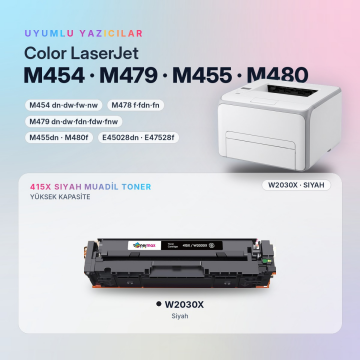 Hp 415X Muadil Toner Siyah - Çipli / M455 / M480 / M454 / M478 / M479