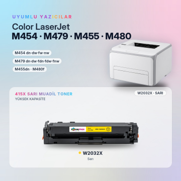 Hp 415X W2032X Muadil Toner Sarı - Çipli / M455 / M480 / M454 / M479