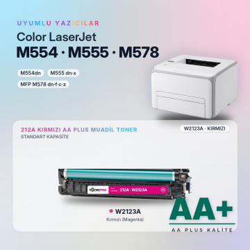 Hp 212A W2123A Kırmızı Muadil Toner AA Plus / Color LaserJet Enterprise M554 / M555 / MFP M578