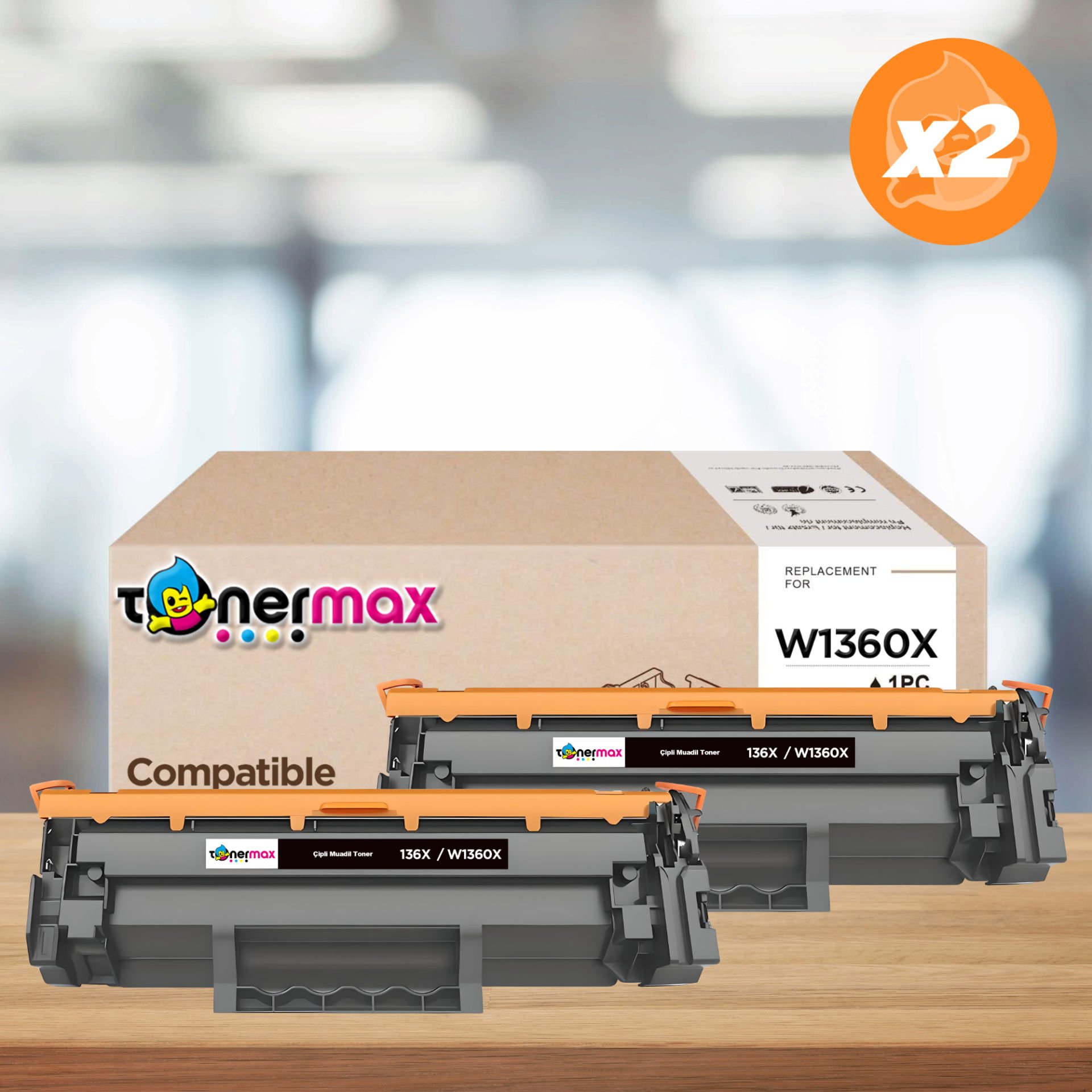 Hp 136X-W1360X Muadil Toner - Çipli 2'li Paket/ M211 / M236 Yüksek Kapasite