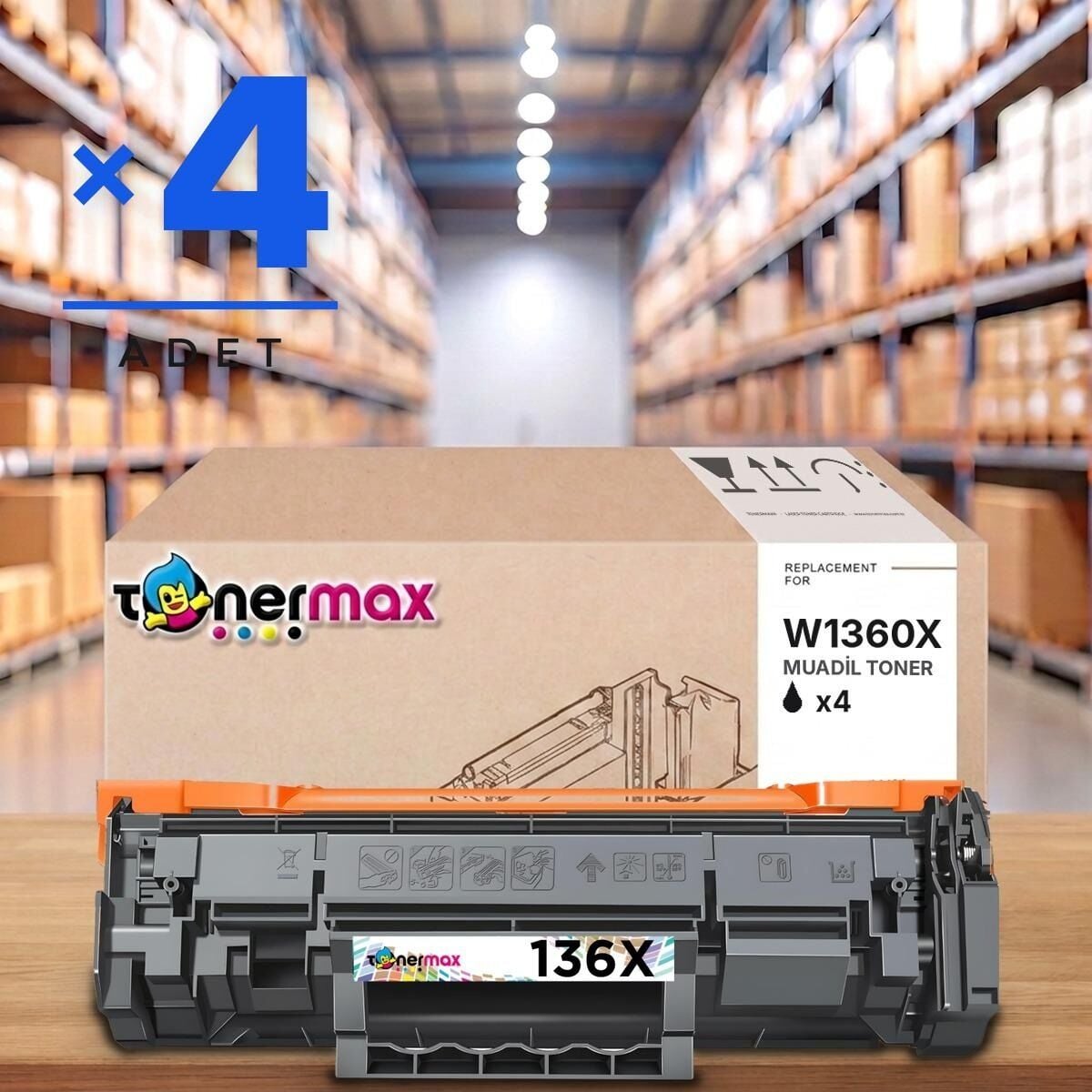TonerMAX® W1360X Muadil Toner — 4'lü Paket