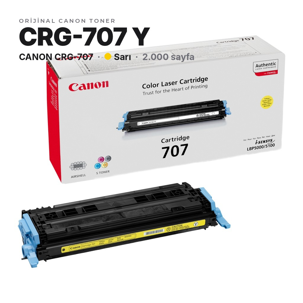 TonerMAX® Canon CRG-707 Sarı Orijinal Toner