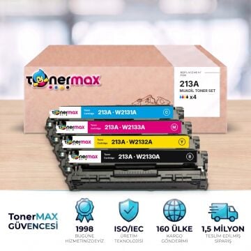 Hp 213A CMYK Muadil Toner Seti - Çipli / Color LaserJet Enterprise 5700 / 6700 / MFP 5800 / 6800 / W2130A / W2131A / W2132A / W2133A