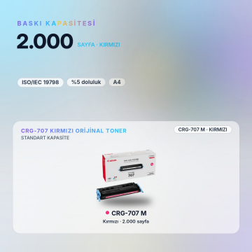 Canon CRG-707 / LBP5000 / LBP5100 Kırmızı Orjinal Toner