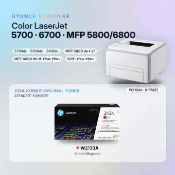Hp 213A W2133A / Color LaserJet Enterprise 5700 / 6700 / MFP 5800 / 6800 Kırmızı Orjinal Toner