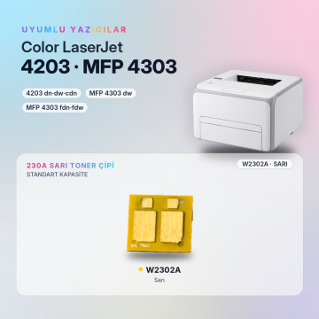 Hp 230A W2302A / Color LaserJet Pro 4203 / MFP 4303 Sarı Çip
